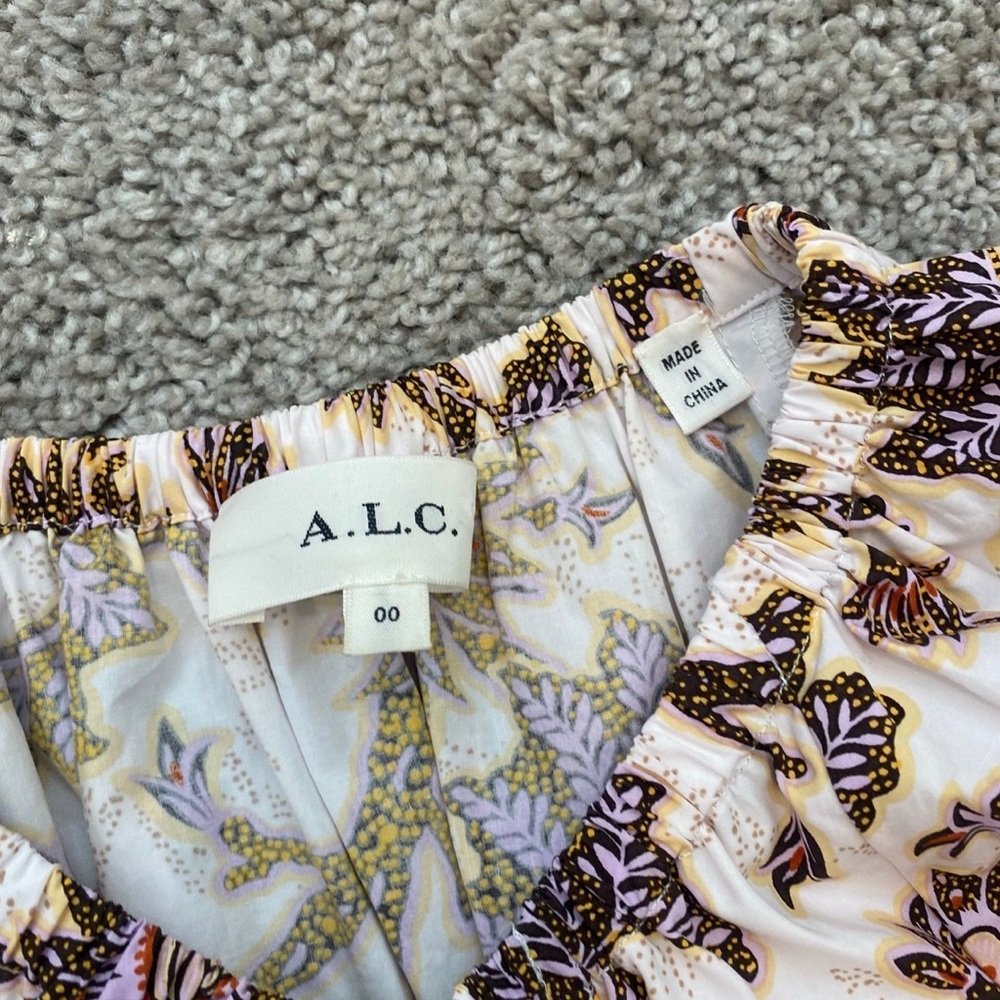 A.L.C. Adelaide Floral Print Tie Waist Short Puff Sleeve Dress - Picture 2 of 7